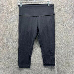 Lululemon Crop Leggings Womens 10 Black Pocket High Rise Pants Training Gym